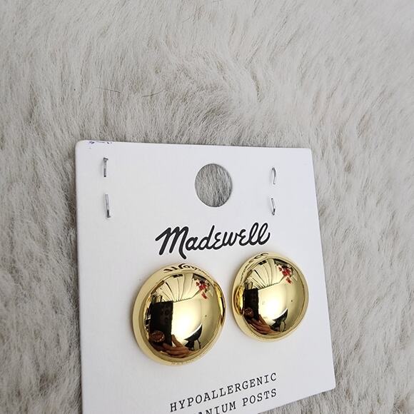 NEW Madewell Gold Button Stud Earrings Pale Gold - Picture 5 of 8
